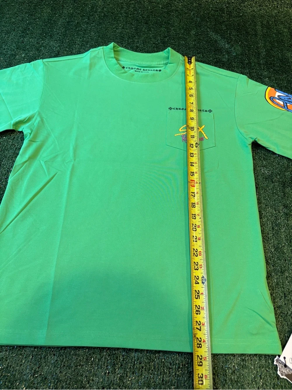 Chrome Hearts Green Pocket Tee with Yellow & Pink Graphic - Picture 5 of 9